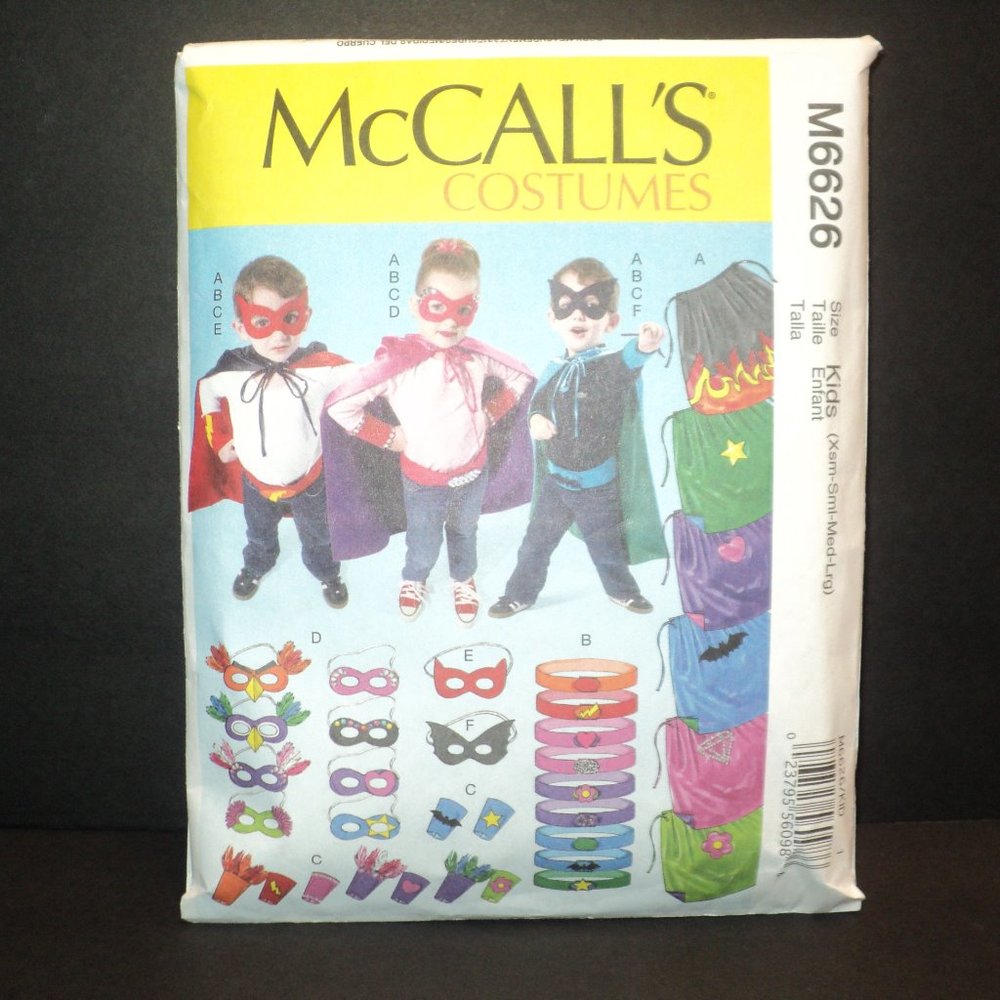 McCall's Costumes #M6626 Pattern Kids Cape & Mask